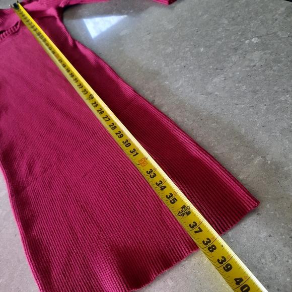 Almost Famous Bodycon Sweater Dress Sz Lg/Med Burgundy Wine Red Cutout Ribbed - Picture 10 of 11